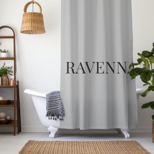 Greige Luxury Serif Personalised Custom Name Shower Curtain