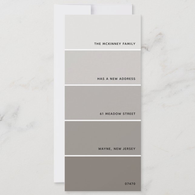 Greige Paint Swatch New Address Announcement (Front)