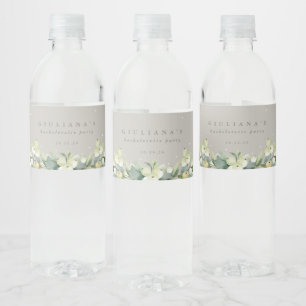 Greige Snowberry+Eucalyptus Bachelorette/Shower Water Bottle Label