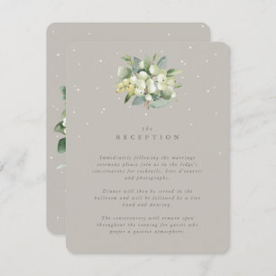 Greige Snowberry+Eucalyptus Bouquet Reception Enclosure Card
