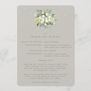 Greige Snowberry+Eucalyptus Bouquet Winter Wedding Programme