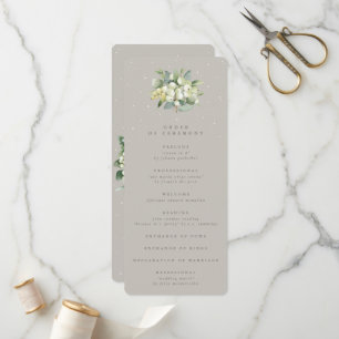 Greige Snowberry+Eucalyptus Bouquet Winter Wedding Programme