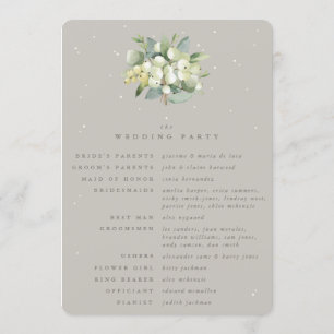 Greige Snowberry+Eucalyptus Bouquet Winter Wedding Programme
