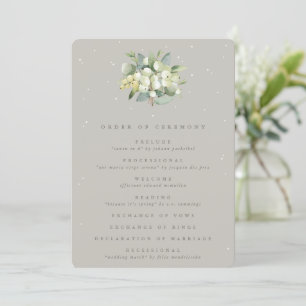 Greige Snowberry+Eucalyptus Bouquet Winter Wedding Programme