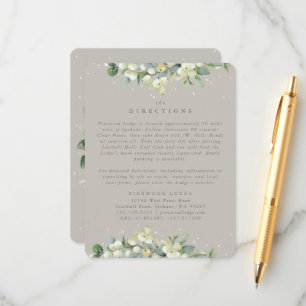 Greige Snowberry+Eucalyptus Edged Directions Enclosure Card