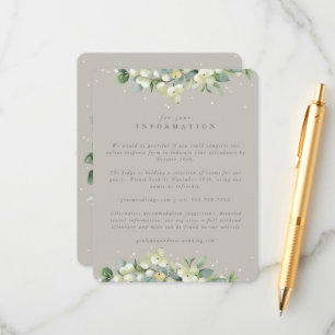 Greige Snowberry+Eucalyptus Edged Wedding Details Enclosure Card