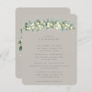 Greige Snowberry+Eucalyptus Garland Wedding Events Enclosure Card