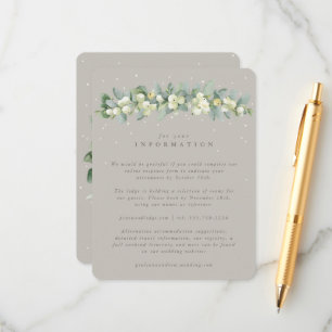Greige Snowberry+Eucalyptus Garland Wedding Info Enclosure Card