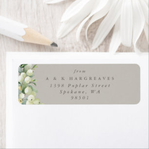 Greige Snowberry+Eucalyptus Holiday Return Address
