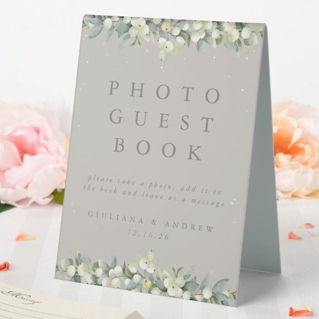 Greige Snowberry+Eucalyptus Photo Guest Book (In SItu (Wedding))