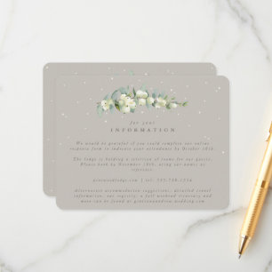 Greige Snowberry+Eucalyptus Stem Wedding Info Enclosure Card