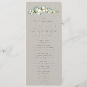 Greige Snowberry+Eucalyptus Stem Winter Wedding Programme