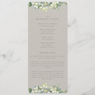 Greige Snowberry+Eucalyptus Stem Winter Wedding Programme