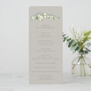 Greige Snowberry+Eucalyptus Stem Winter Wedding Programme