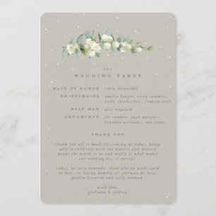 Greige Snowberry+Eucalyptus Stem Winter Wedding Programme