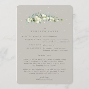Greige Snowberry+Eucalyptus Stem Winter Wedding Programme