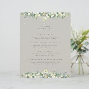 Greige Snowberry+Eucalyptus Wedding Drinks/Bar