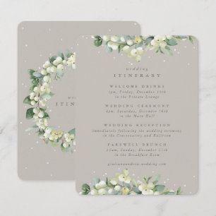 Greige Snowberry+Eucalyptus Wedding Itinerary Enclosure Card