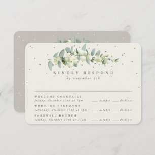 Greige Snowberry+Eucalyptus Wedding Multi-Event RSVP Card