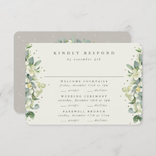 Greige Snowberry+Eucalyptus Wedding Multi-Event RSVP Card
