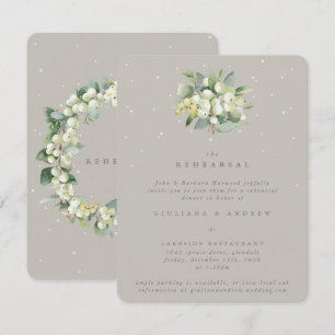 Greige Snowberry+Eucalyptus Wedding Rehearsal Enclosure Card