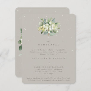 Greige Snowberry+Eucalyptus Wedding Rehearsal Enclosure Card