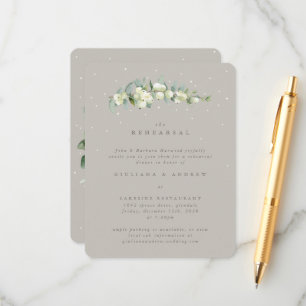 Greige Snowberry+Eucalyptus Wedding Rehearsal Enclosure Card