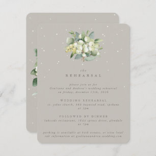 Greige Snowberry+Eucalyptus Wedding Rehearsal Enclosure Card