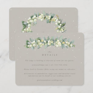 Greige Snowberry+Eucalyptus Winter Wedding Details Enclosure Card