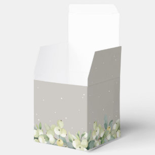 Greige Snowberry+Eucalyptus Winter Wedding Favour Box