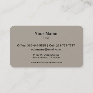 Greige Solid Colour Customise It Business Card
