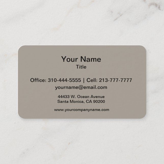 Greige Solid Colour Customise It Business Card (Back)