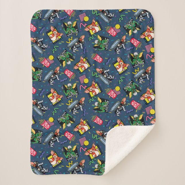Gremlins™ 80's Retrowave Pattern Sherpa Blanket (Front)