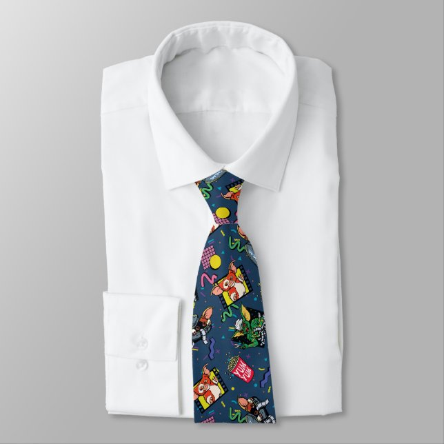 Gremlins™ 80's Retrowave Pattern Tie (Tied)