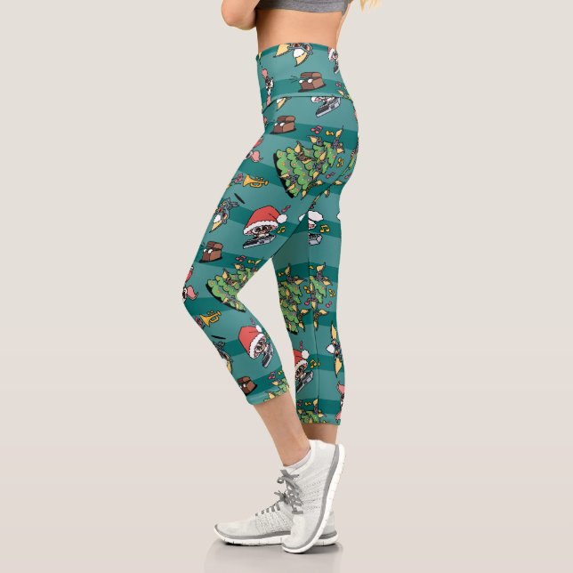 Gremlins | Cute Comic Christmas Pattern Capri Leggings (Left)