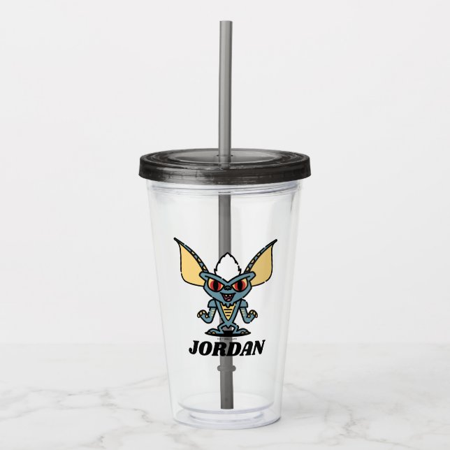 Gremlins | Stripe Cute Comic | Add Your Name Acrylic Tumbler (Front)