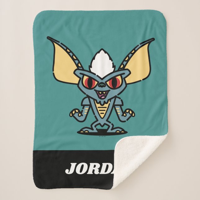 Gremlins | Stripe Cute Comic | Add Your Name Sherpa Blanket (Front)