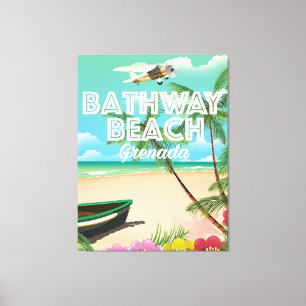Grenada Bathway beach Travel Poster Canvas Print