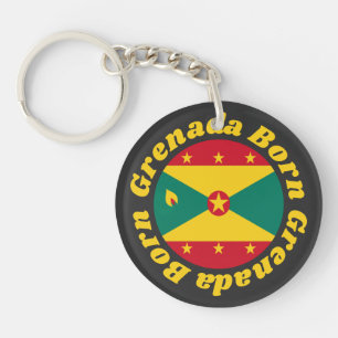 Grenada Born   Grenadian Flag Yellow Typography Key Ring