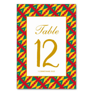 GRENADA CARRIACOU Celebration Wedding Banquet Table Number