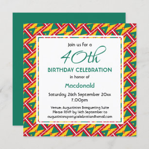 GRENADA CARRIACOU FLAG Custom Birthday Celebration Invitation