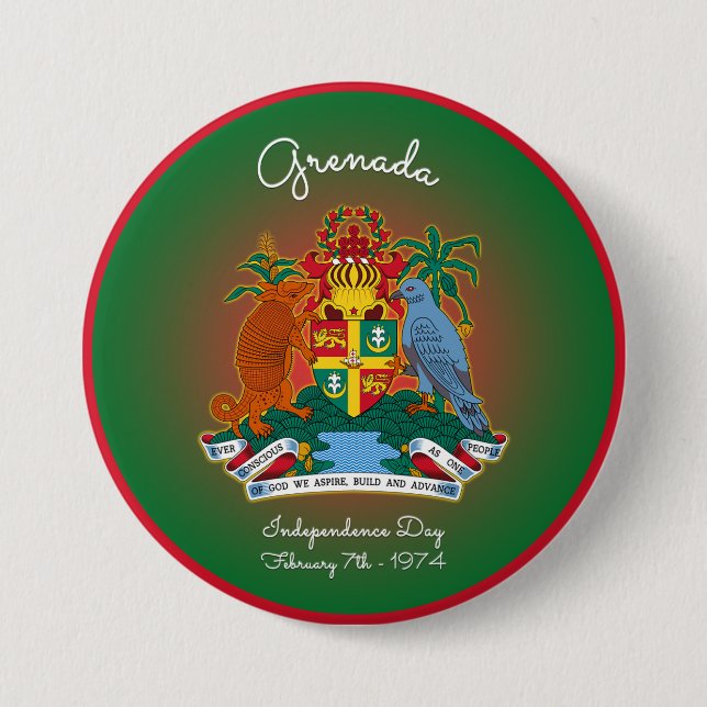 Grenada Coat of Arms 7.5 Cm Round Badge (Front)