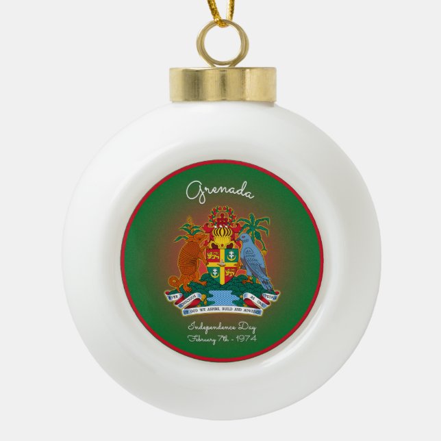 Grenada Coat of Arms Ceramic Ball Christmas Ornament (Front)