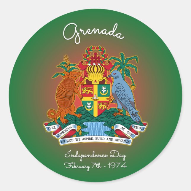 Grenada Coat of Arms Classic Round Sticker (Front)