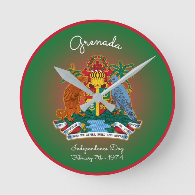 Grenada Coat of Arms Round Clock (Front)