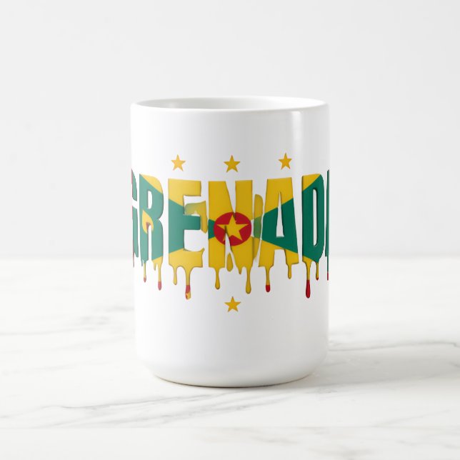 Grenada Drip Text | Caribbean Flag Design | Fan  Coffee Mug (Center)