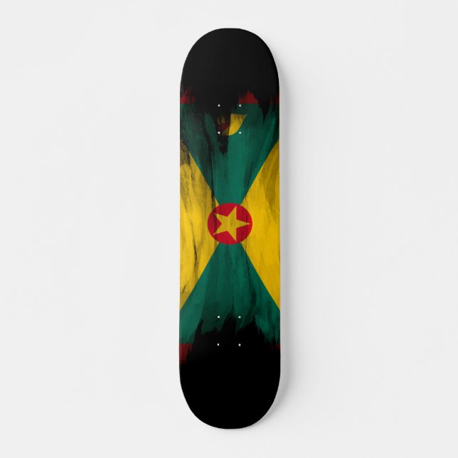 Grenada flag brush stroke, national flag skateboard (Front)