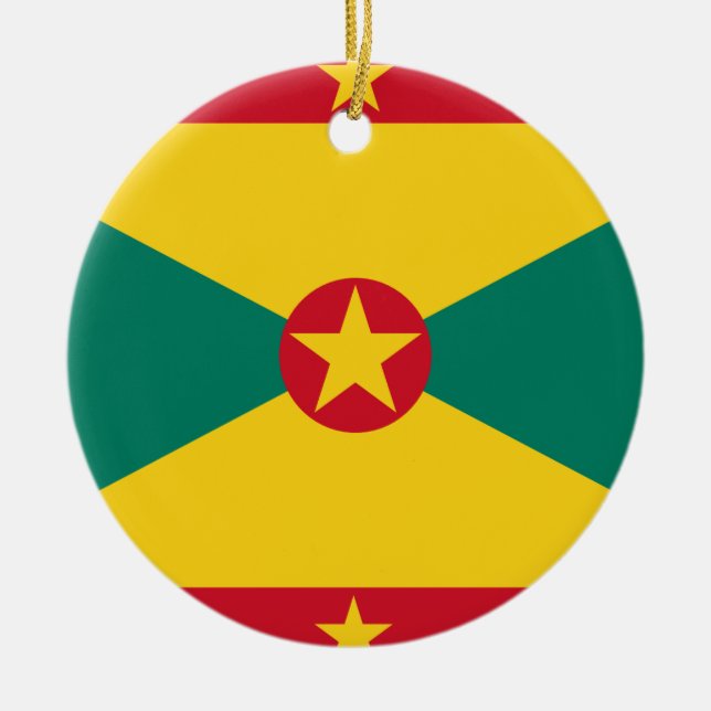 Grenada Flag Ceramic Tree Decoration (Front)