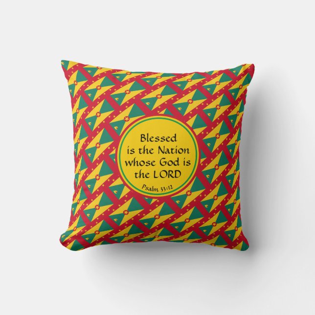 GRENADA Flag Custom Christian Scripture Cushion (Front)