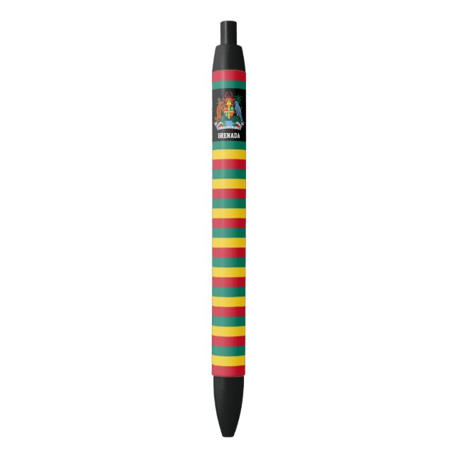 Grenada Flag Cute Patriotic Black Ink Pen (Front Vertical)